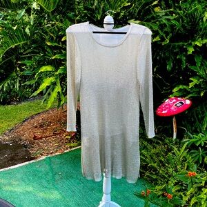 Beautiful gold see-through lined mini dress metallic